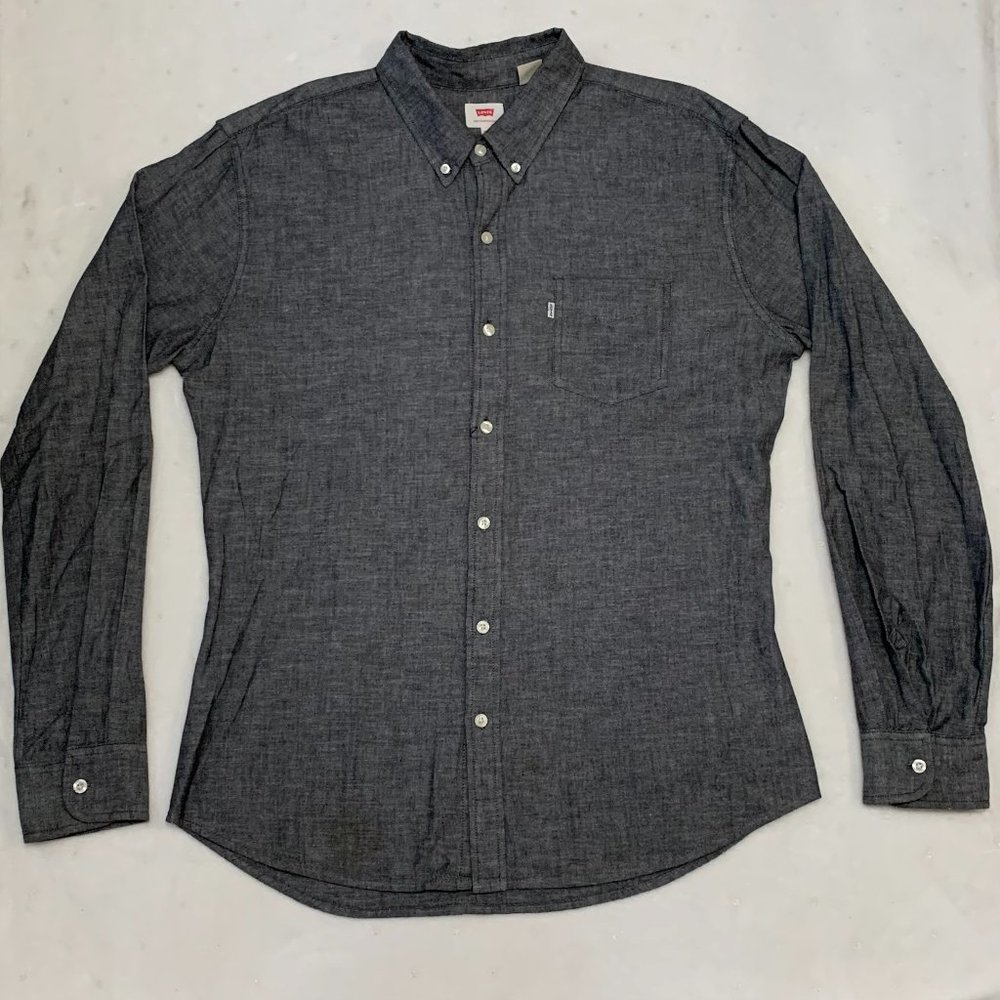 Levi's Dark Gray Chambray Button-Down Shirt XXL Long Sleeve Casual